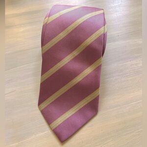 Valeria Boldi Milano Italy Luxury Tie Pink and yellow pin stripes 59”